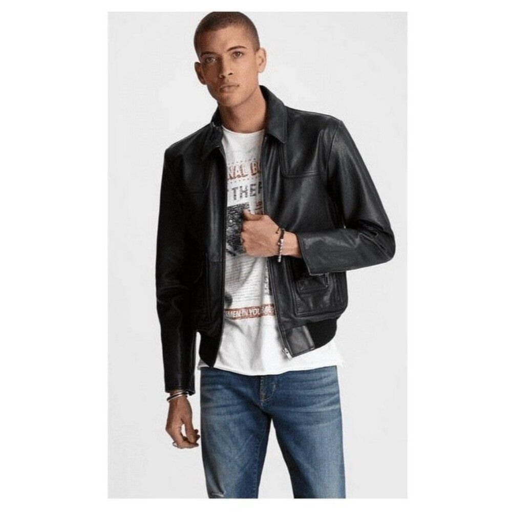 New With Tags John Varvatos Star USA Buffalo Leather Flight Aviator Jacket XL